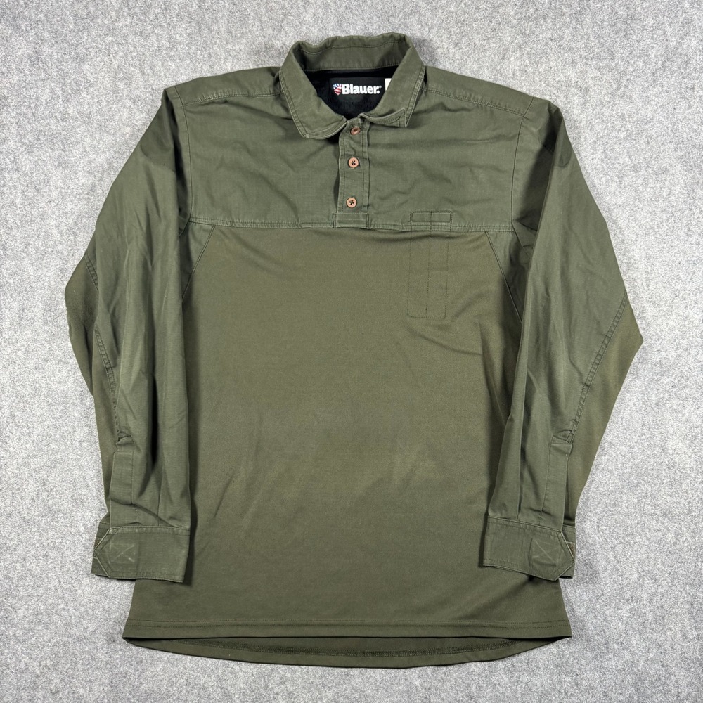 Blauer Tactical Polo Men M Olive Green Long Sleeve Ripstop Hybrid Performance